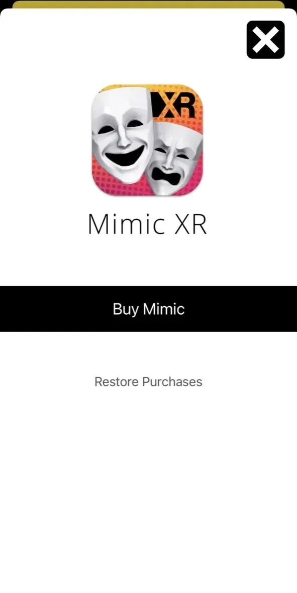 Mimic XR paywall screen