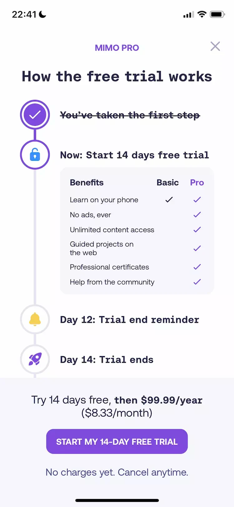 Learn Coding/Programming paywall screen