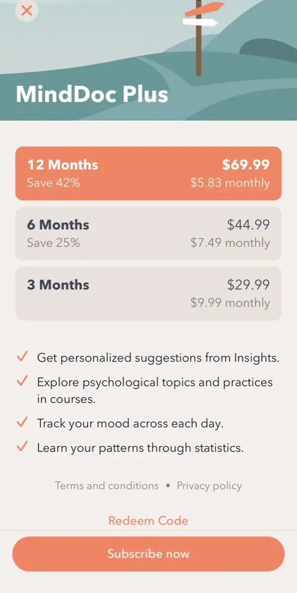 MindDoc paywall screen