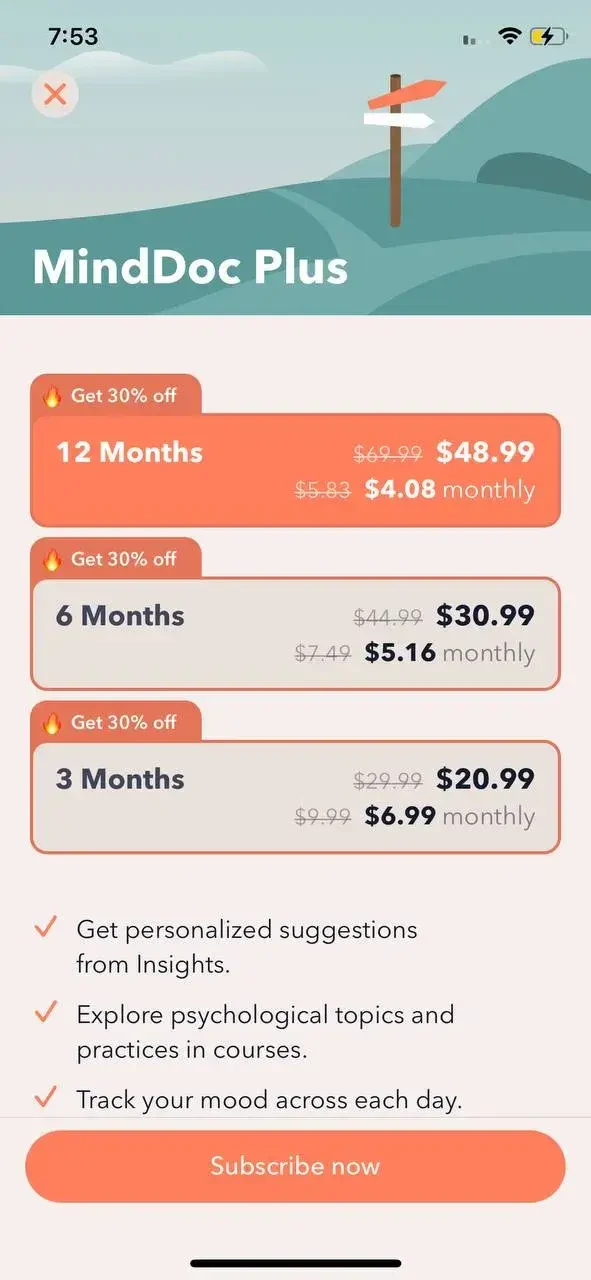 MindDoc paywall screen