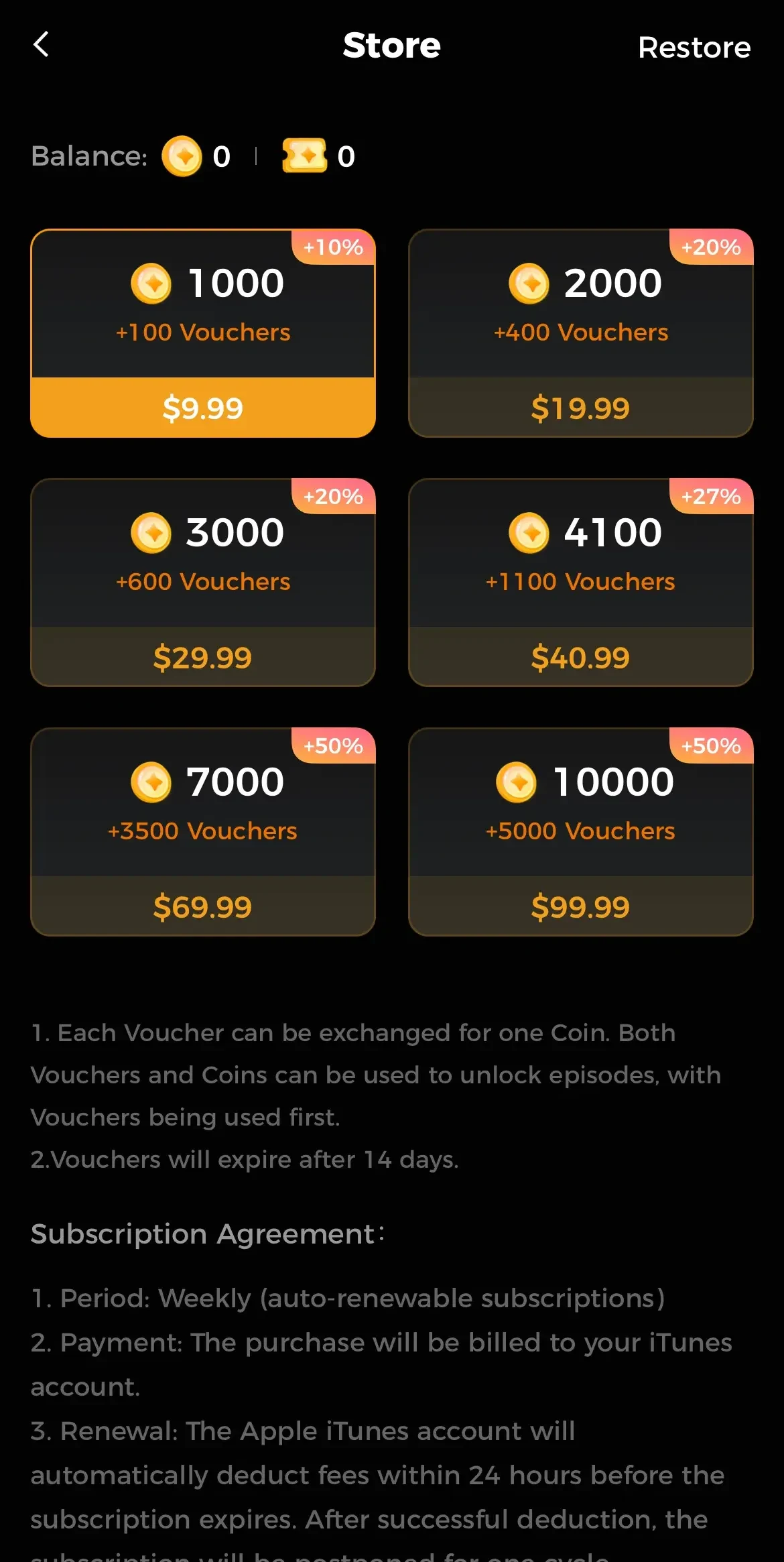 MiniShorts paywall screen