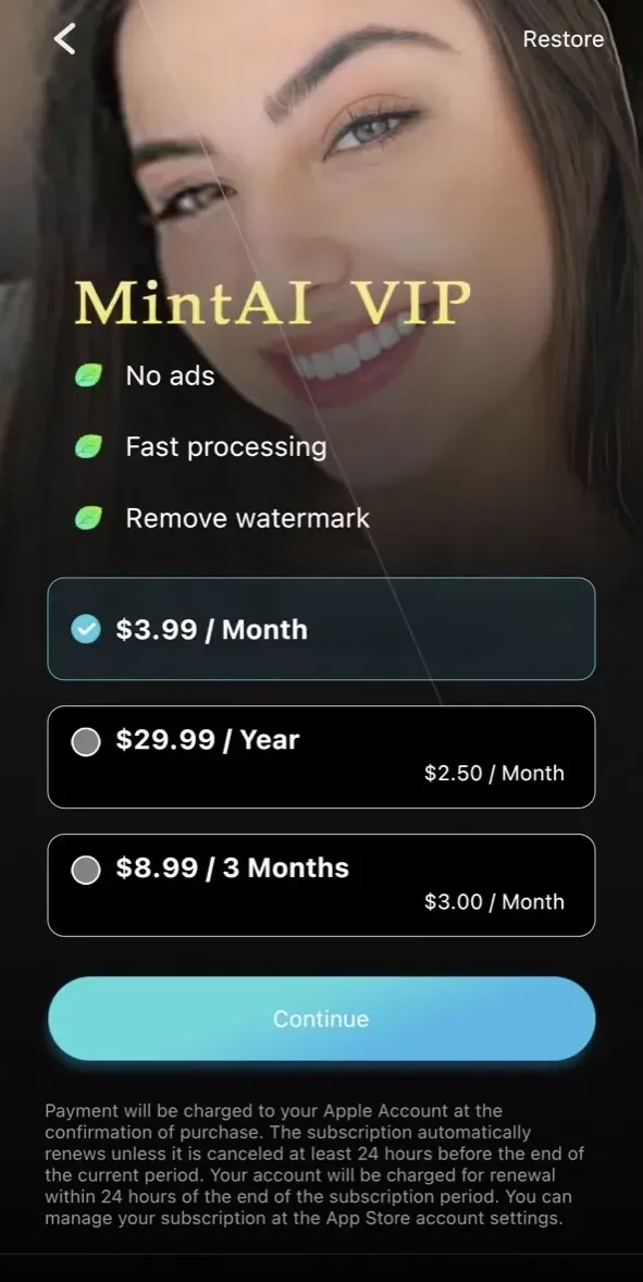 MintAI paywall screen