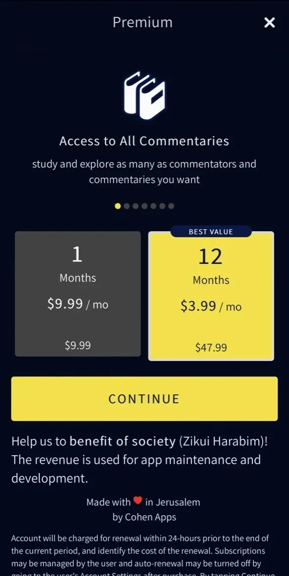 Mishnah paywall screen