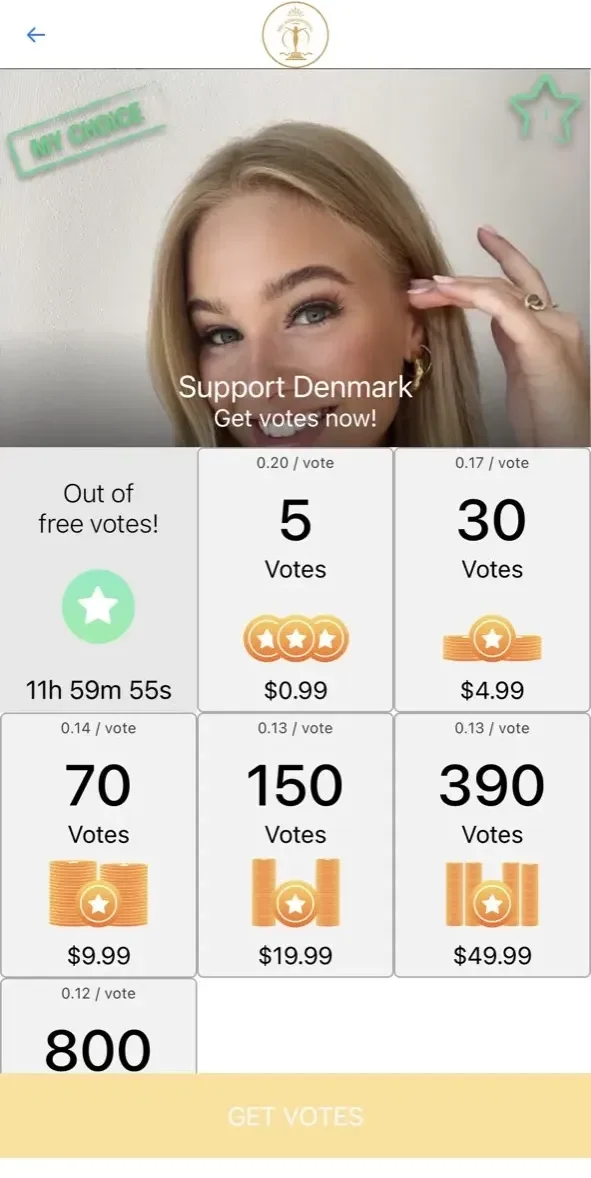 Miss Supranational paywall screen
