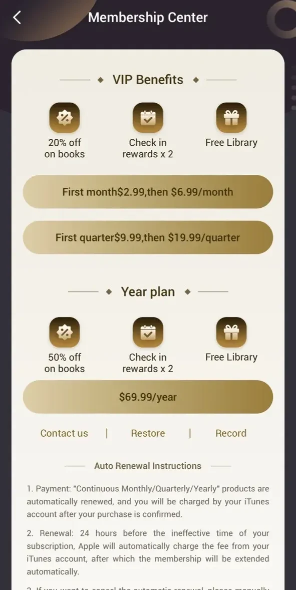 Mnovel paywall screen