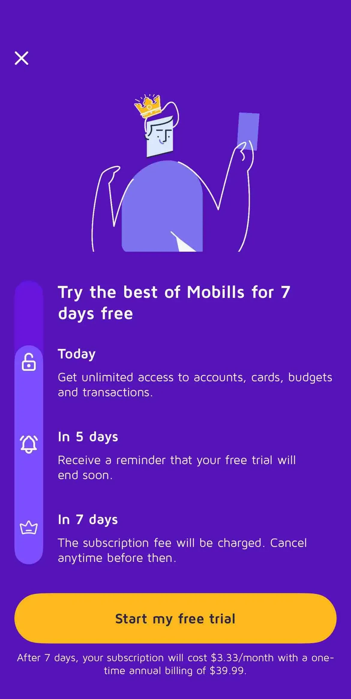 Mobills paywall screen