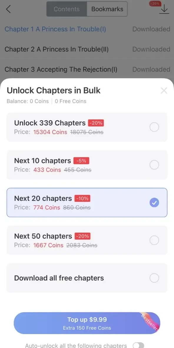 MoboReader paywall screen