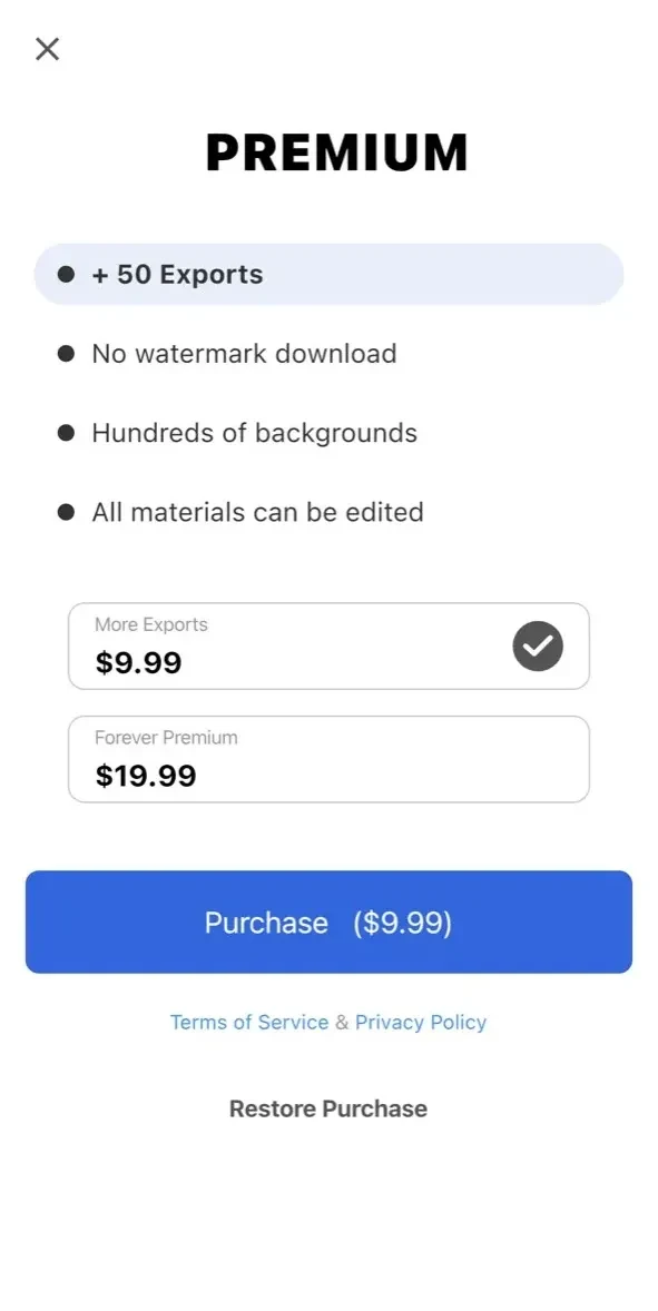 Mockup paywall screen
