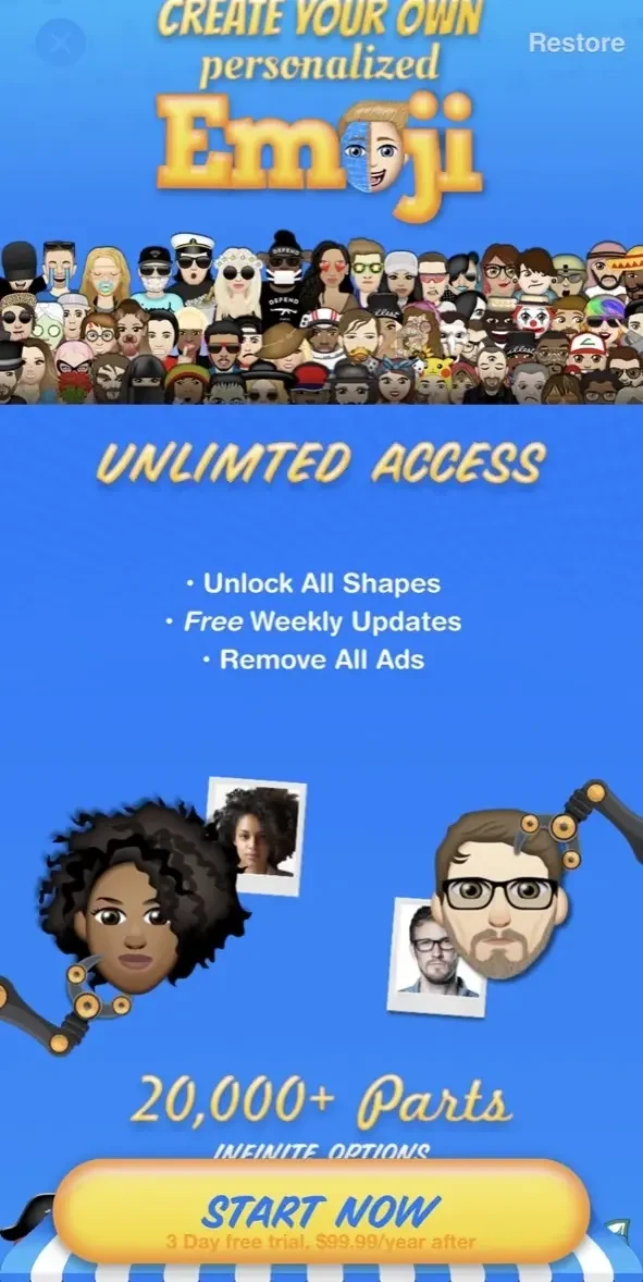 Moji Me™ paywall screen
