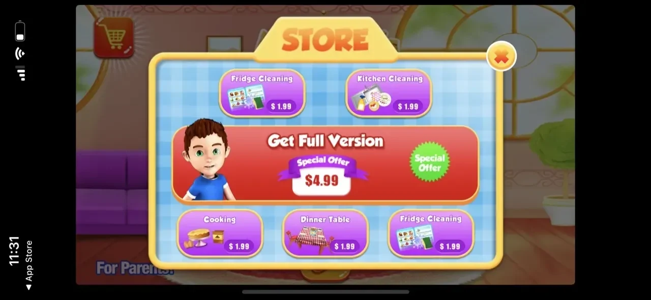 Mommy's Princess Little Helper paywall screen