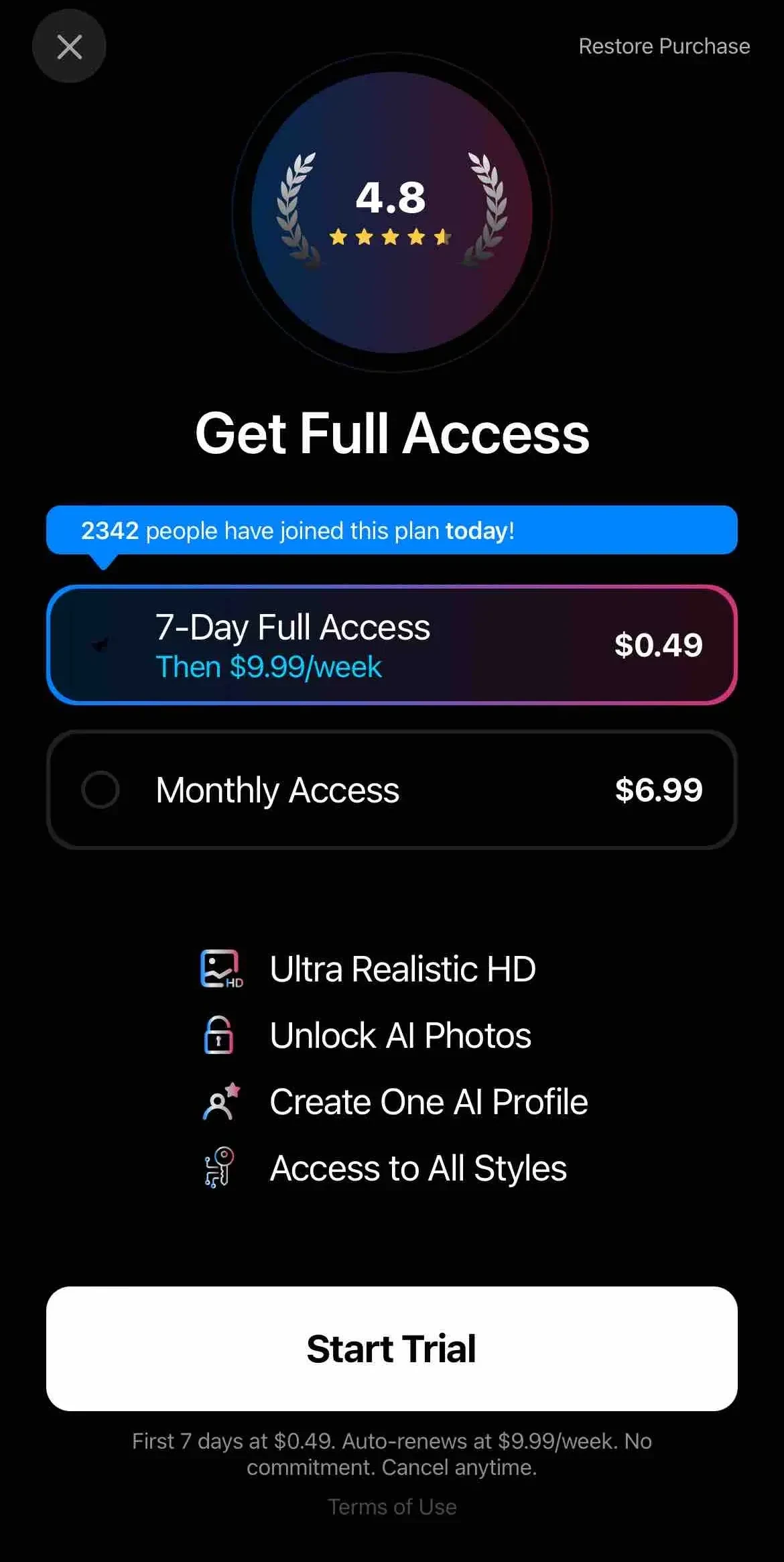 Momo paywall screen