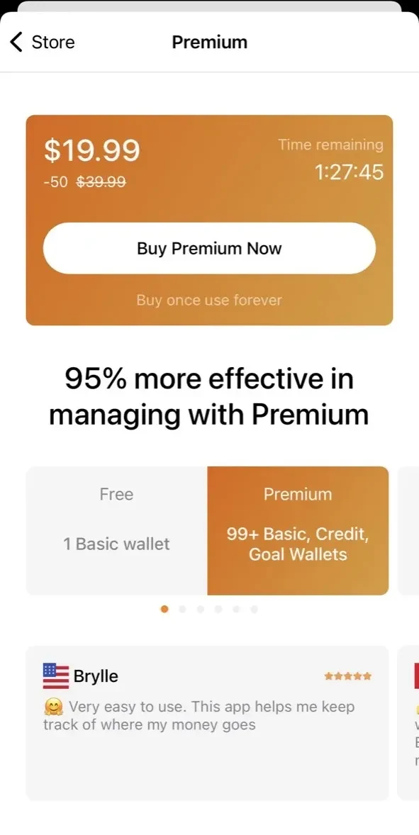Money Lover paywall screen