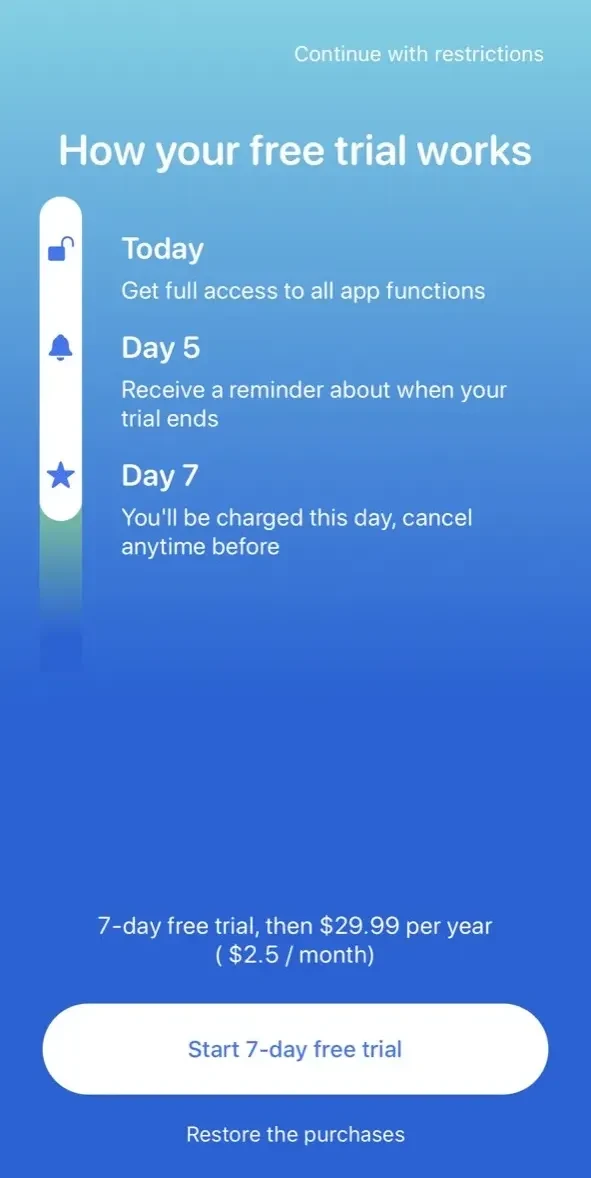 Money Manager paywall screen