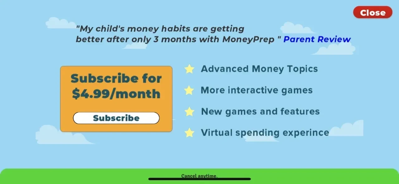 MoneyPrep paywall screen