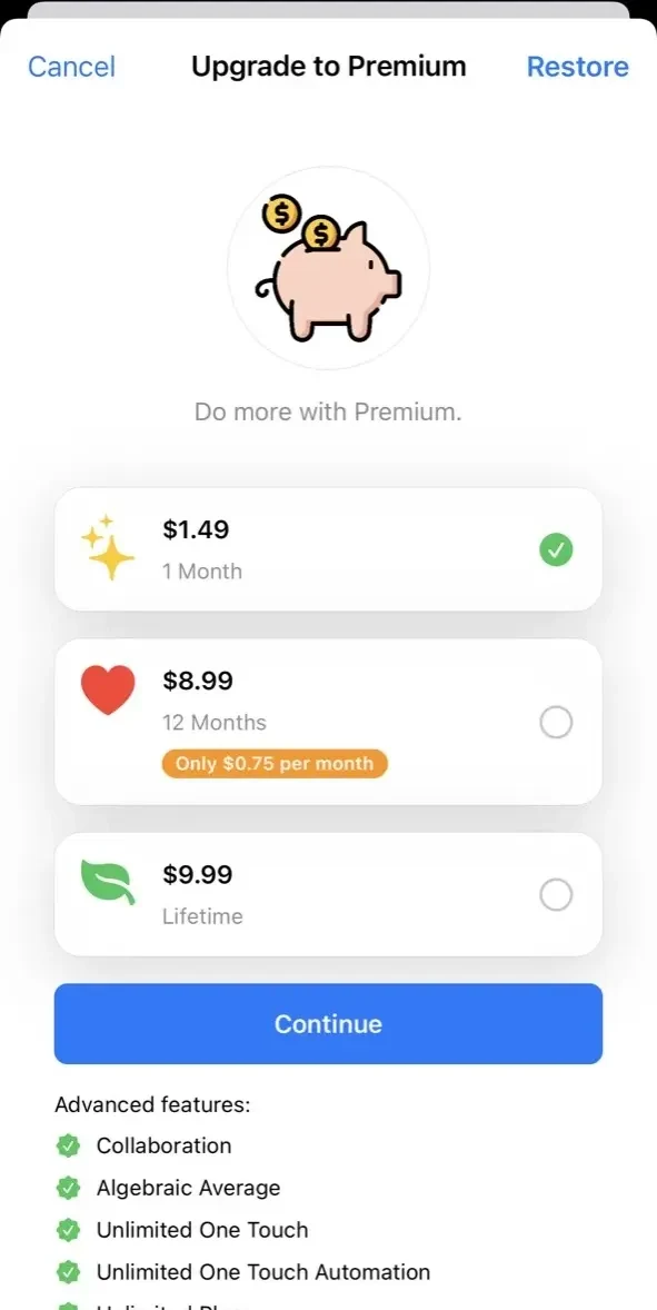 MoneyThings paywall screen