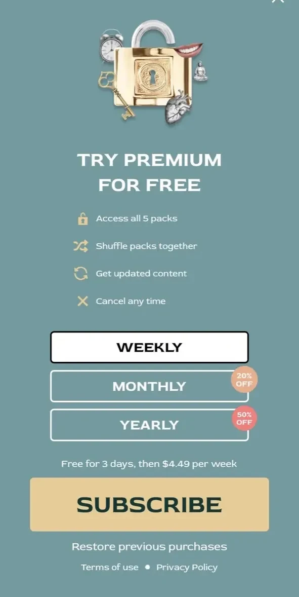 Moodring paywall screen