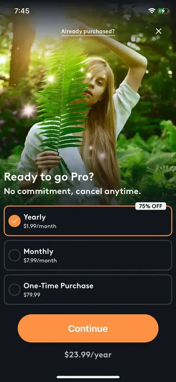 Motionleap paywall screen