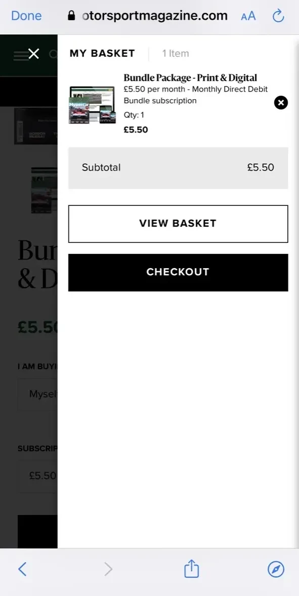 Motor Sport paywall screen