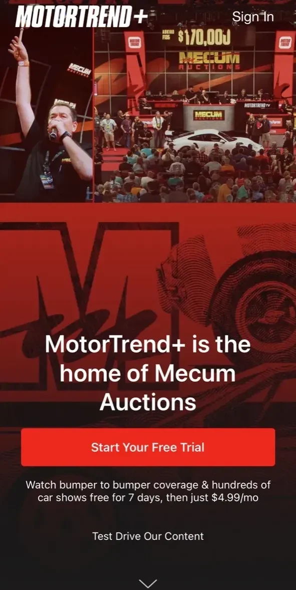 MotorTrend paywall screen