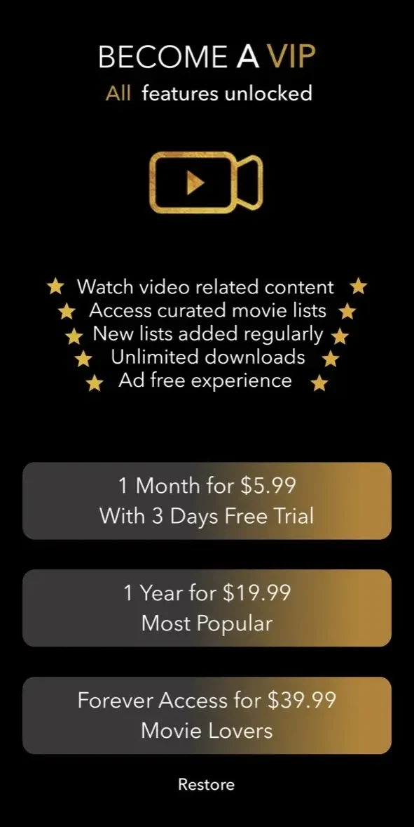 Movies Box paywall screen