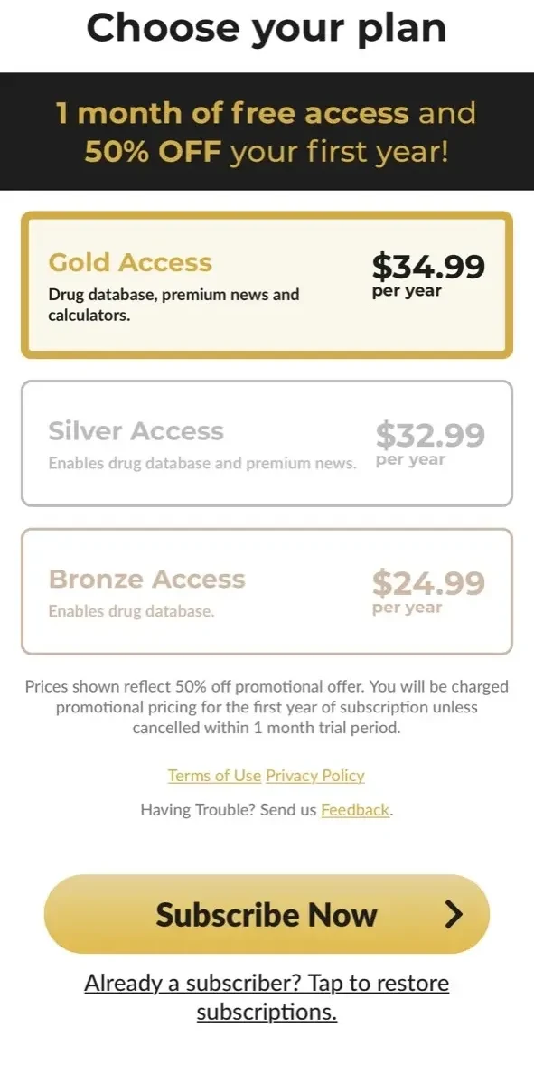 MPR Drug paywall screen