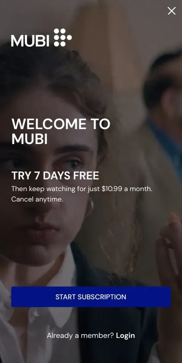 MUBI paywall screen