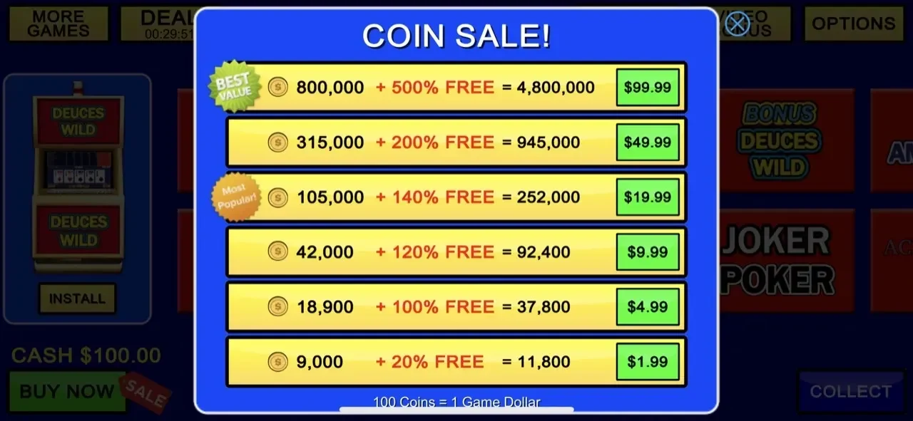 Multi Video Poker Casino paywall screen