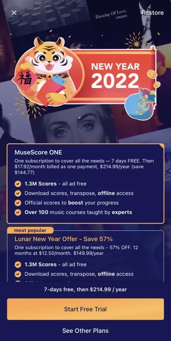 MuseScore paywall screen