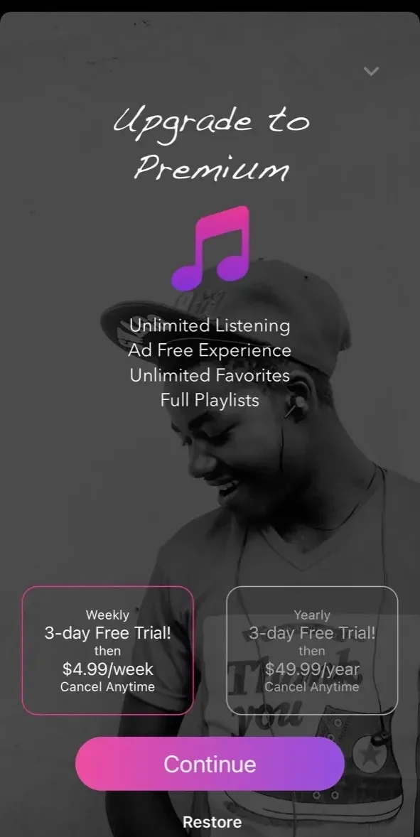 Offline Music Player » paywall screen