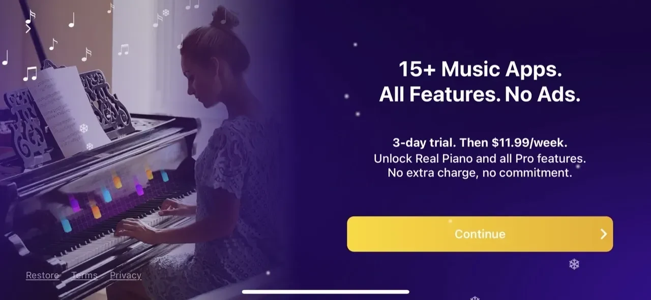Piano Keyboard paywall screen