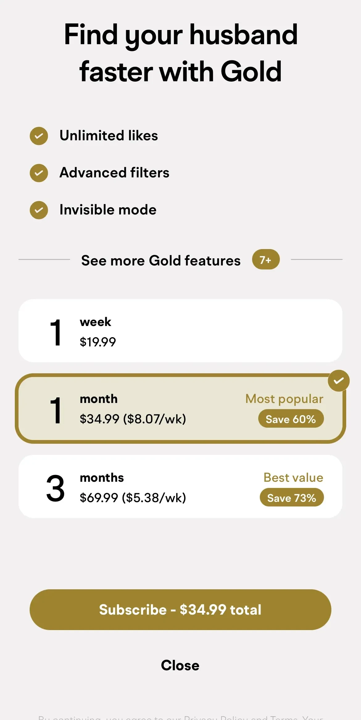 Muzz paywall screen