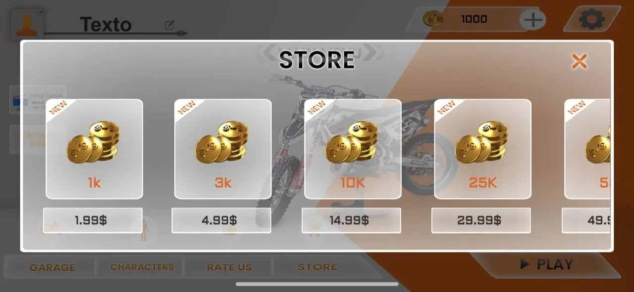 MX Bikes paywall screen