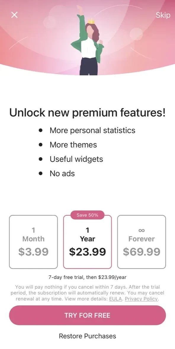 My Calendar paywall screen