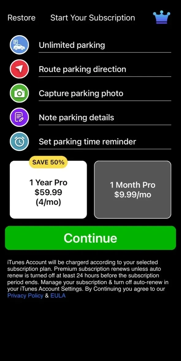 GPS Car Tracker paywall screen