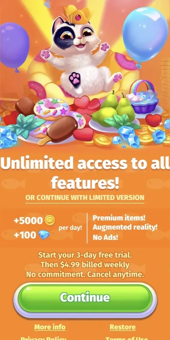 My Cat paywall screen