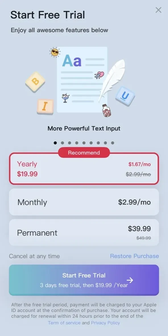 My Diary paywall screen