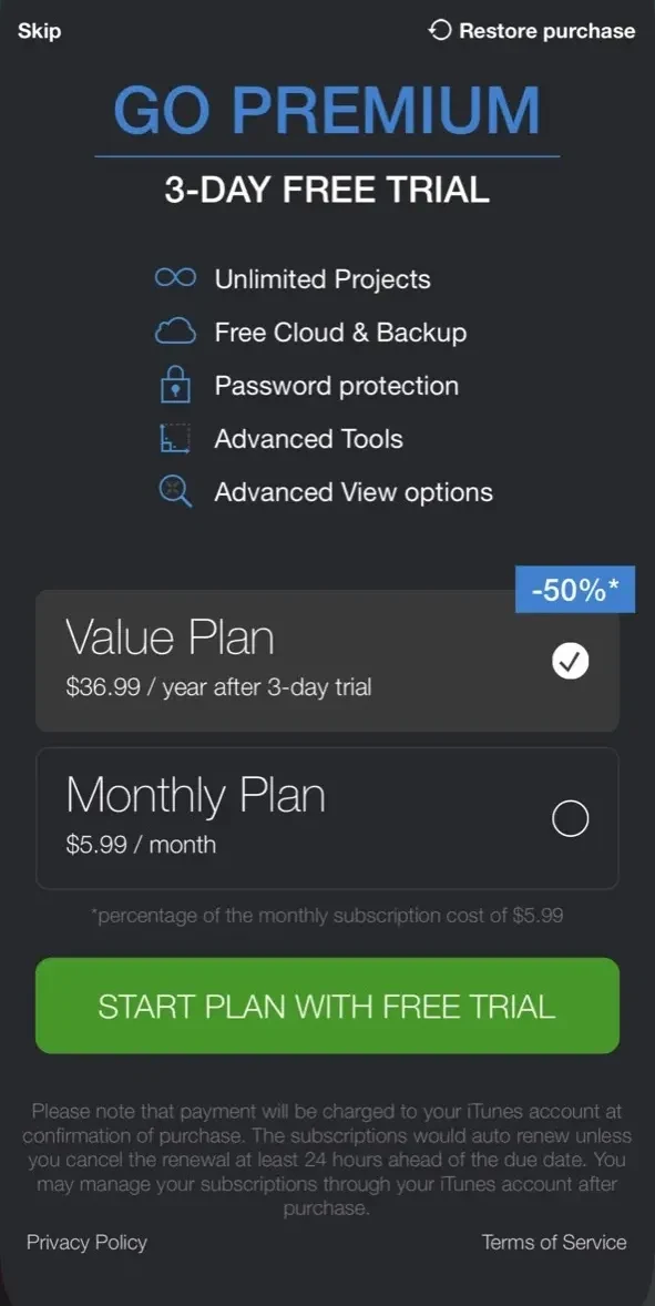 My Measures paywall screen