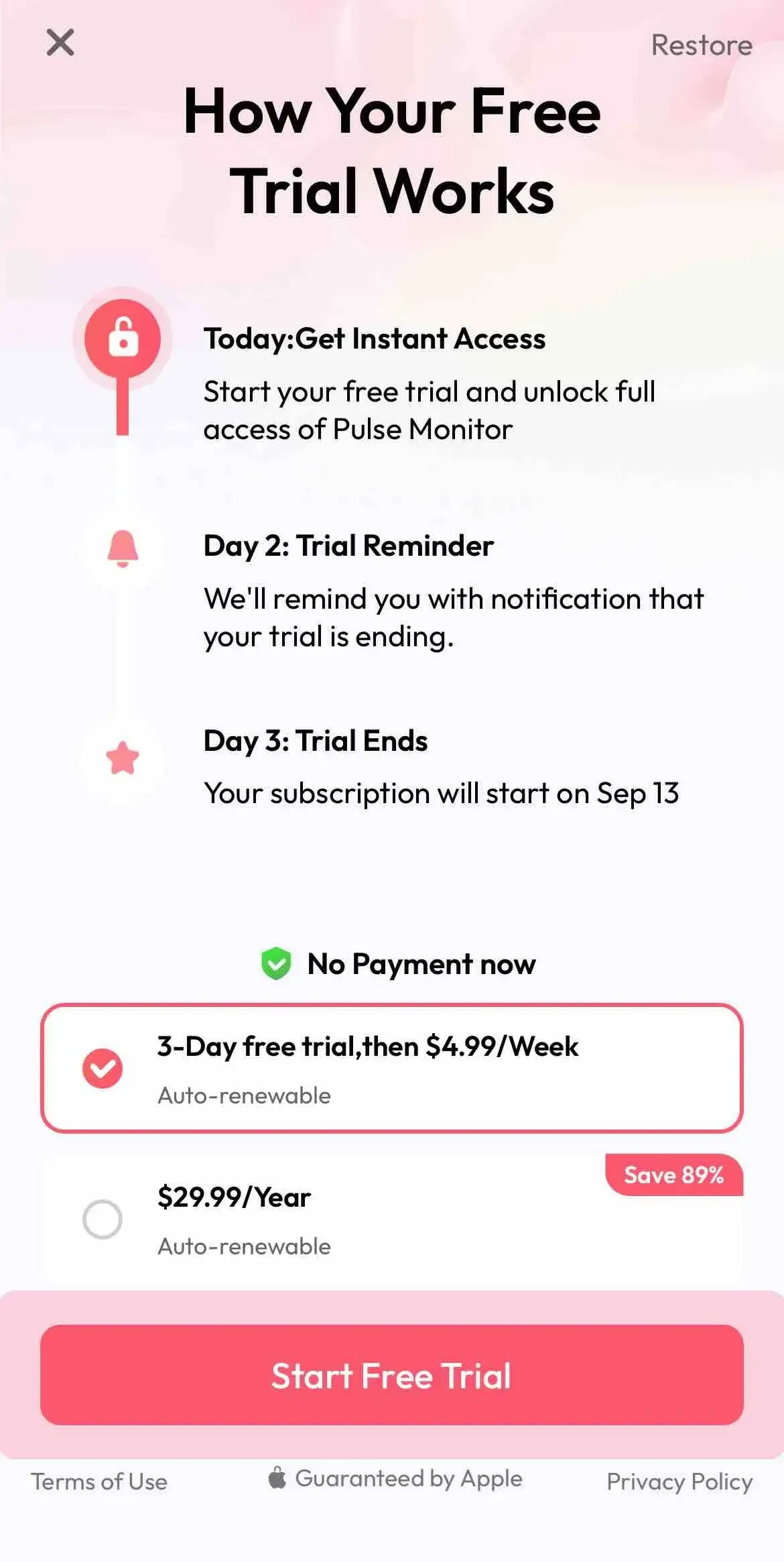 My Pulse paywall screen