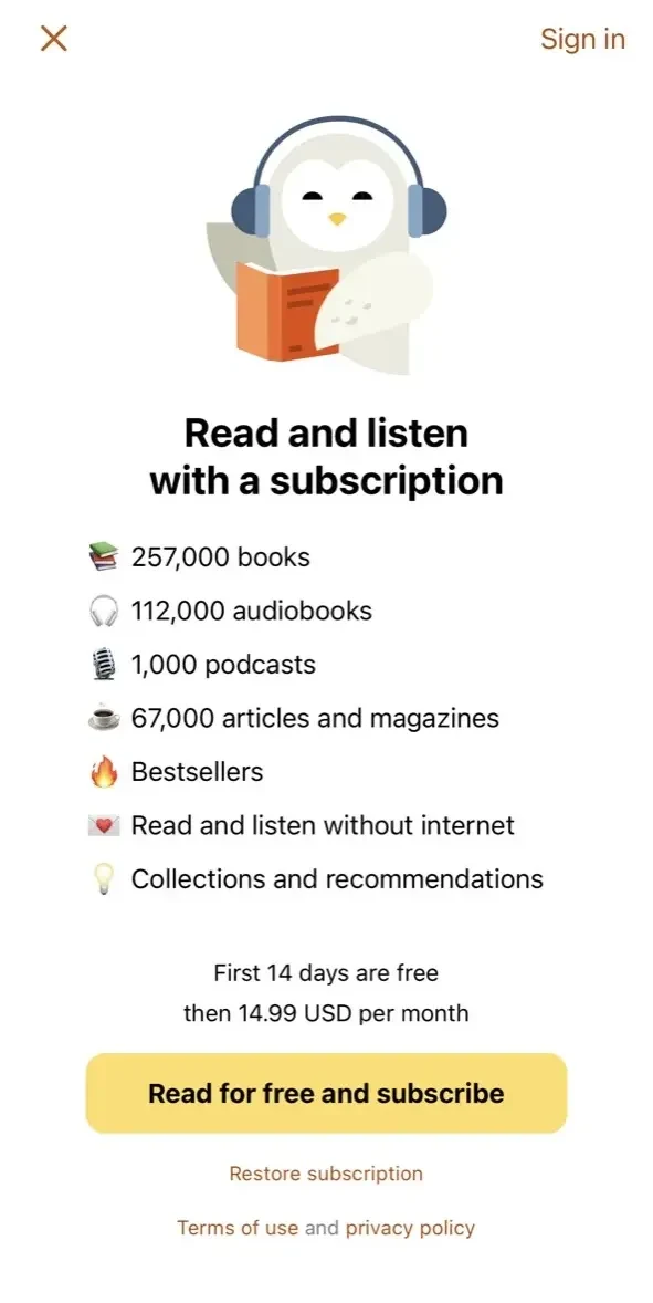 MyBook paywall screen