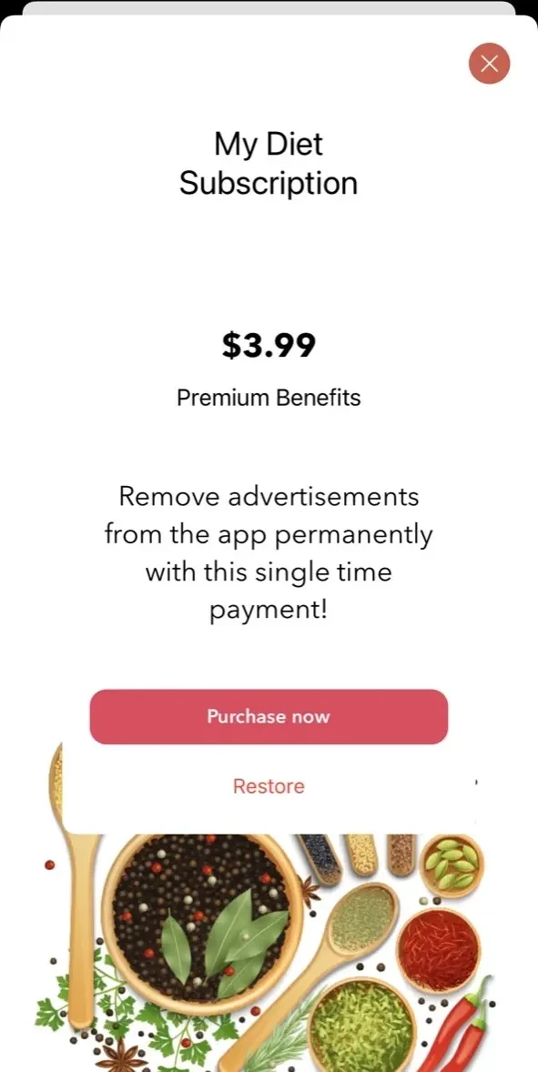 MyDiet paywall screen