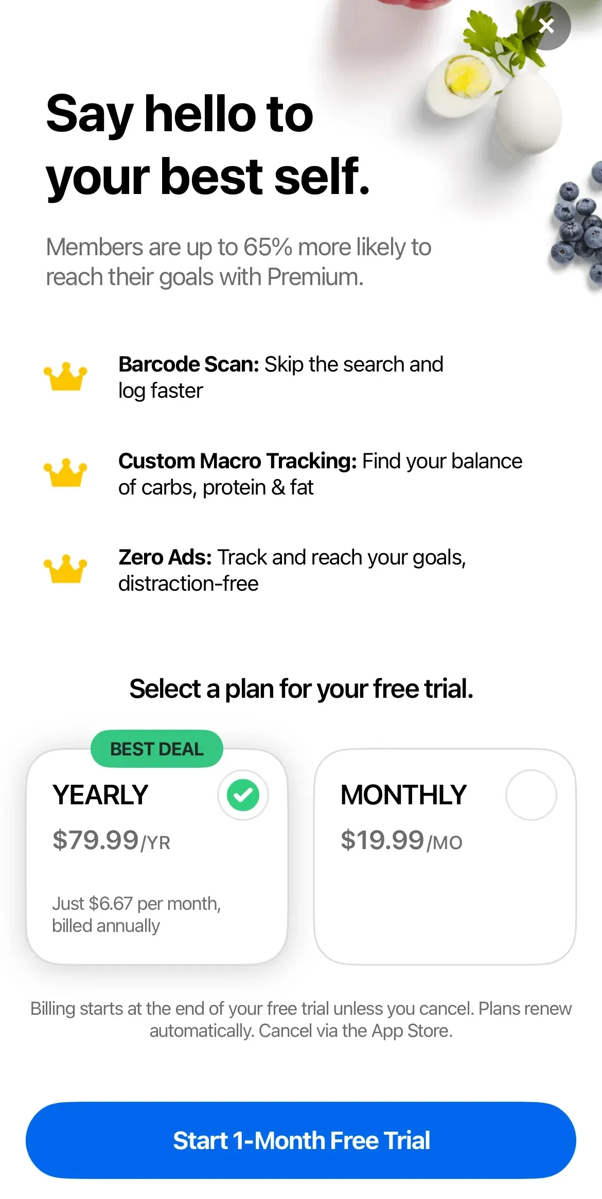 MyFitnessPal paywall screen