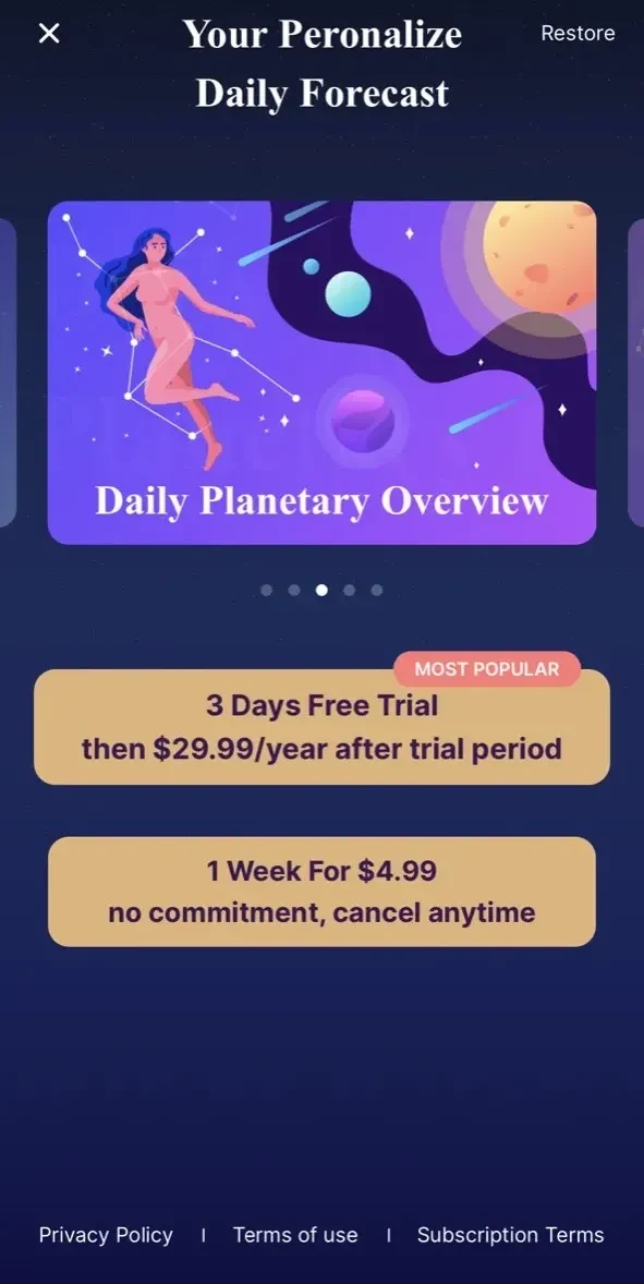 MyHealer Live Psychic Readings paywall screen