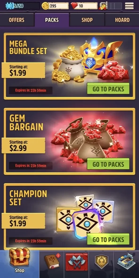 Mythic Legends paywall screen