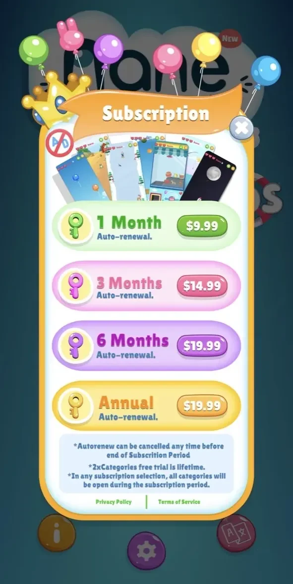 Nane Kids paywall screen
