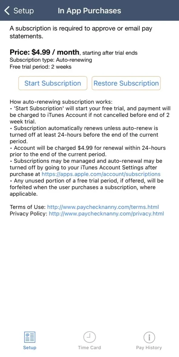 Nanny Paycheck Calculator paywall screen