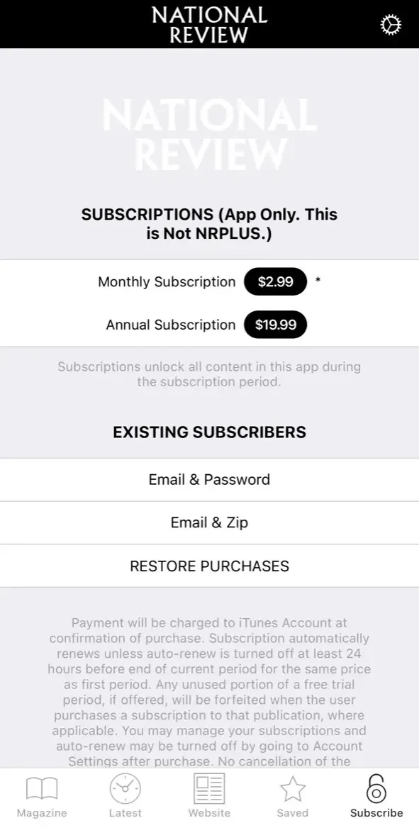 National Review paywall screen