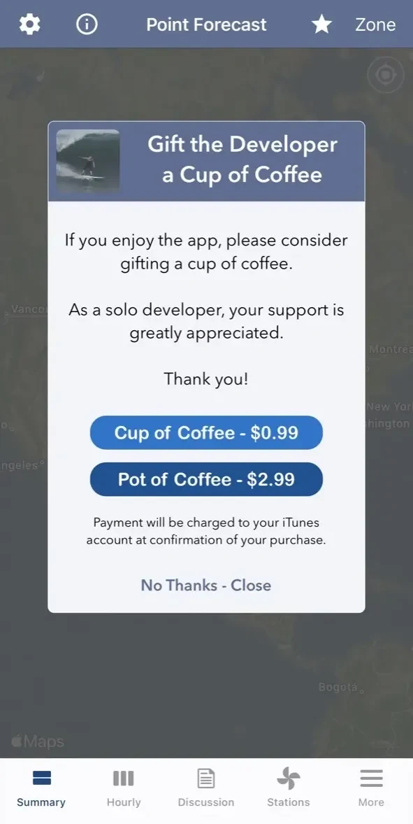 National Weather Forecast Data paywall screen