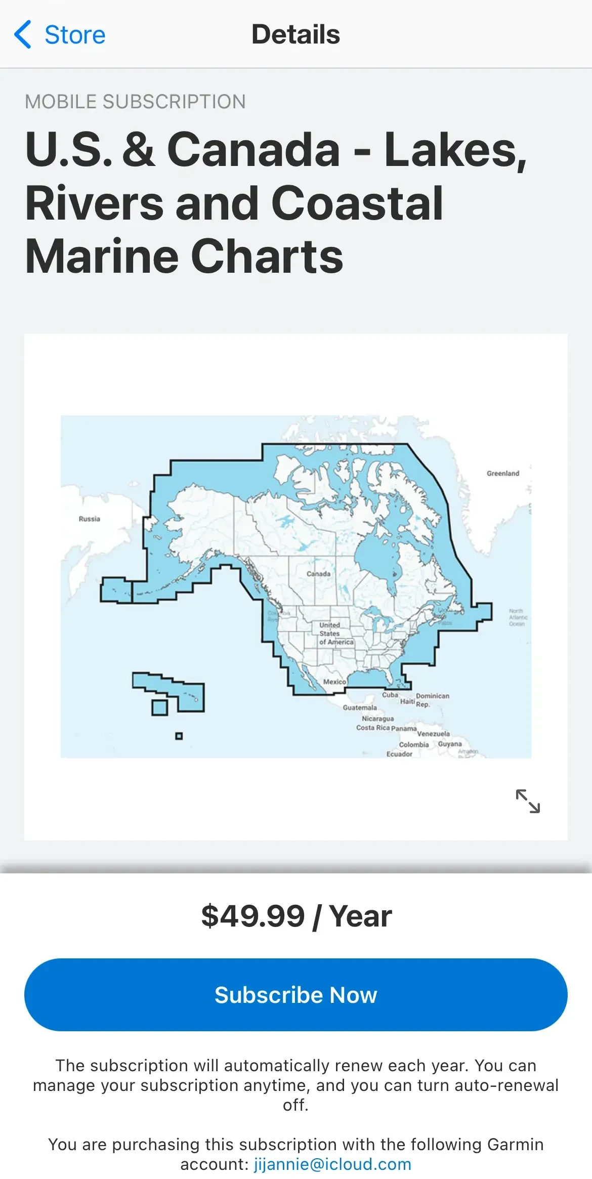 Navionics paywall screen
