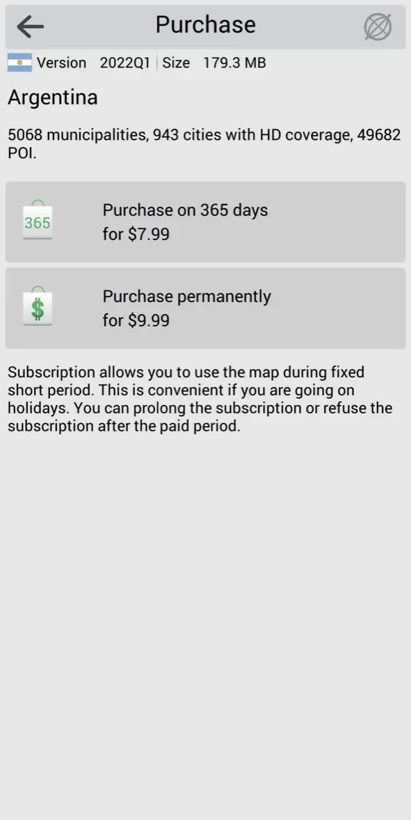 Navitel Navigator paywall screen