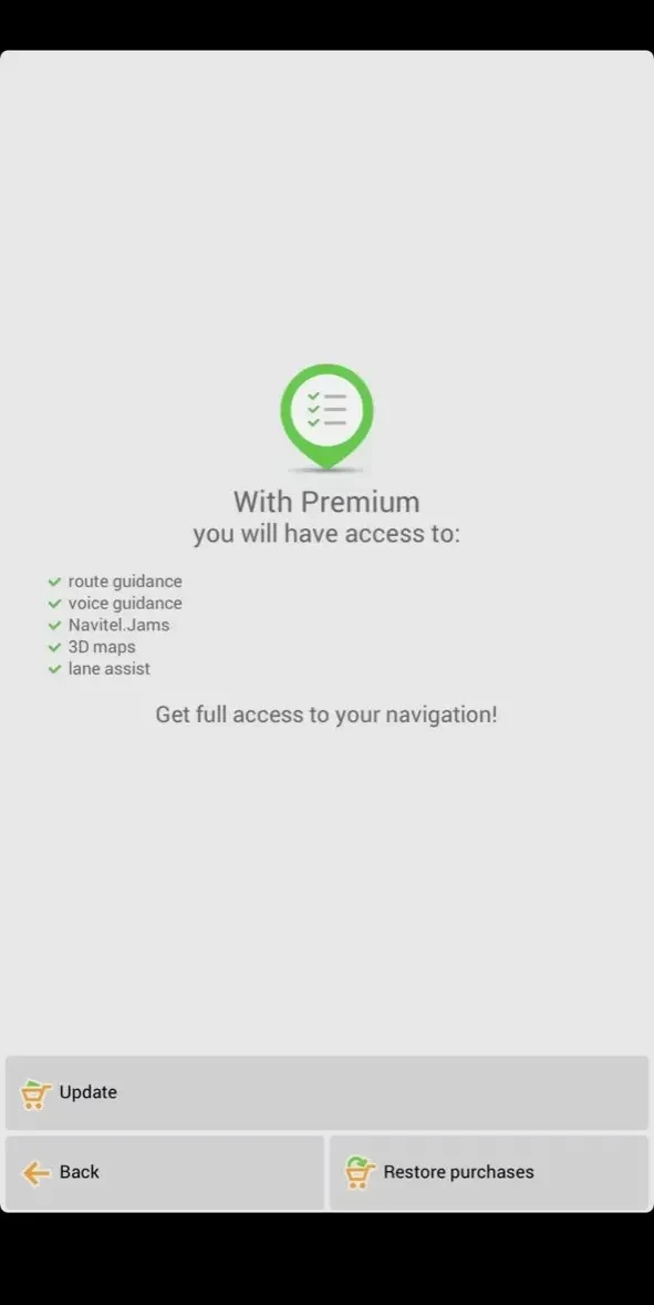 Navitel Navigator Ukraine paywall screen
